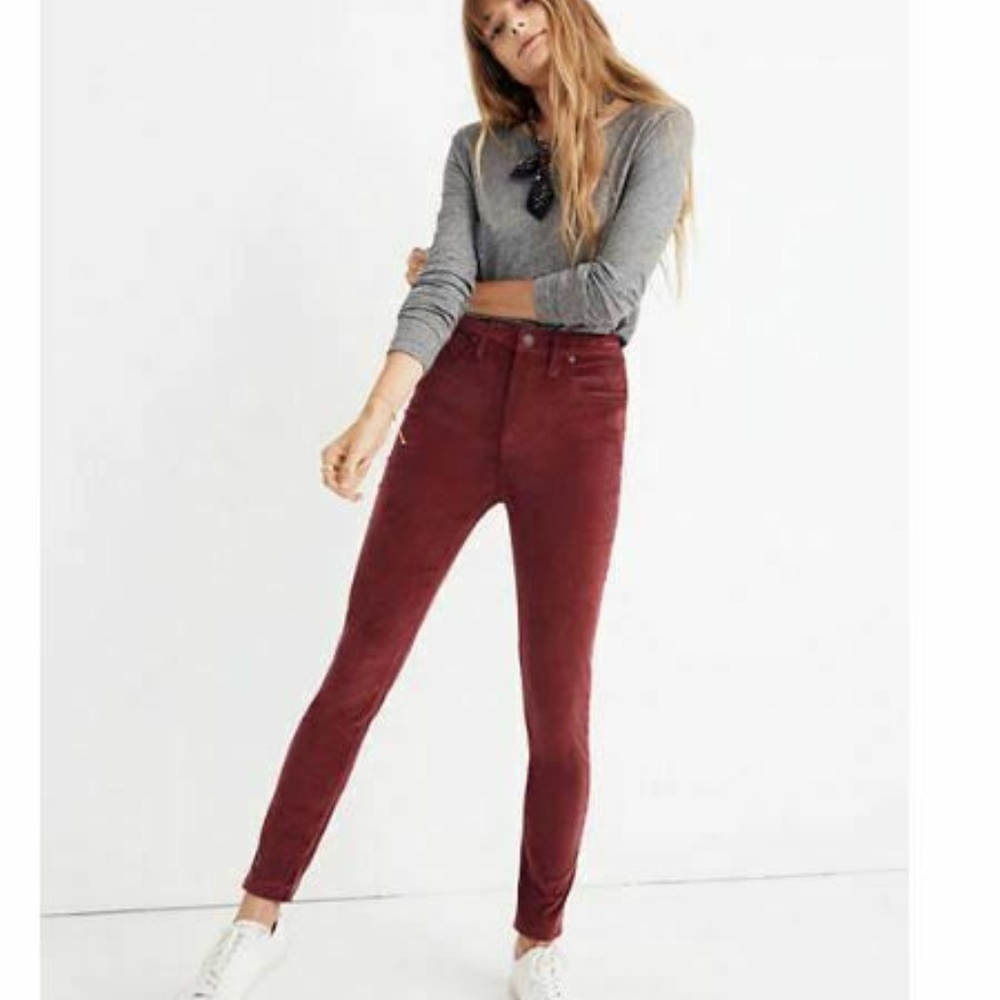 Madewell 10' High Rise Skinny Jeans Velvet Pants